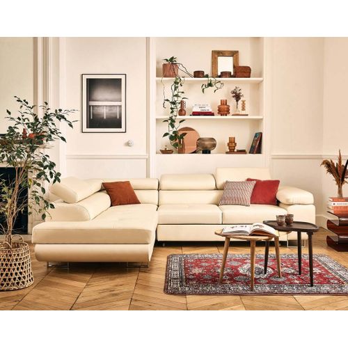 Canapé Angle Gauche Convertible 5 Places Zaria En Simili Beige