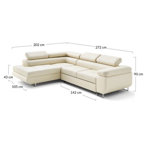 Canapé Angle Gauche Convertible 5 Places Zaria En Simili Beige