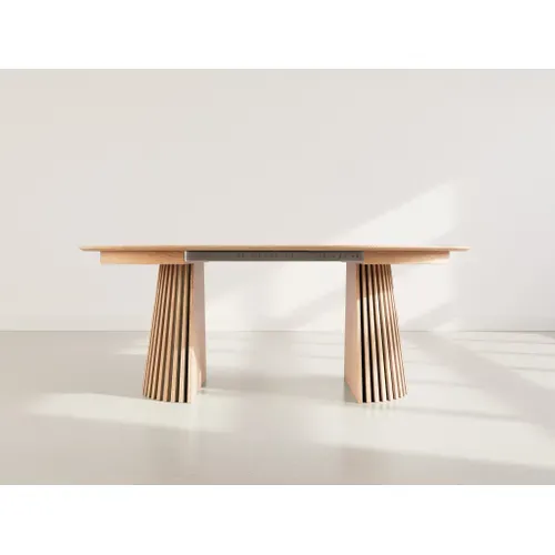 Freya - Table à Manger Ronde Extensible - Effet Bois - 4 à 8 Personnes