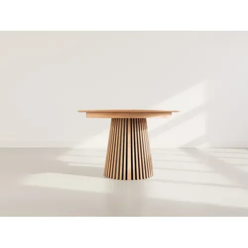 Freya - Table à Manger Ronde Extensible - Effet Bois - 4 à 8 Personnes