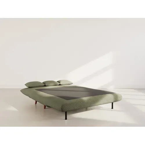 Canapé  Convertible 2 Places Lumi En Velours Côtelé Vert