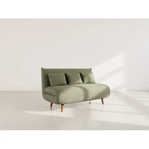 Canapé  Convertible 2 Places Lumi En Velours Côtelé Vert