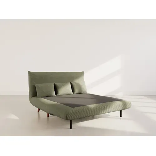 Canapé  Convertible 2 Places Lumi En Velours Côtelé Vert