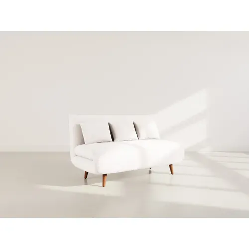 Canapé Droit Convertible 2 Places Lumi En Velours Côtelé Beige