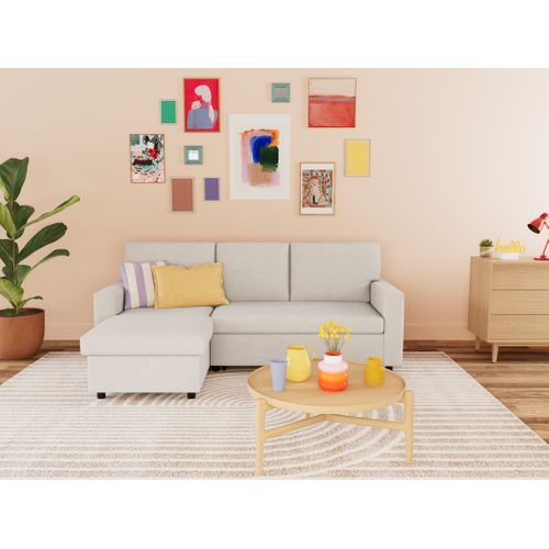 Meiya - Canapé D'angle Réversible 4 Places Convertible Avec Coffre En Tissu