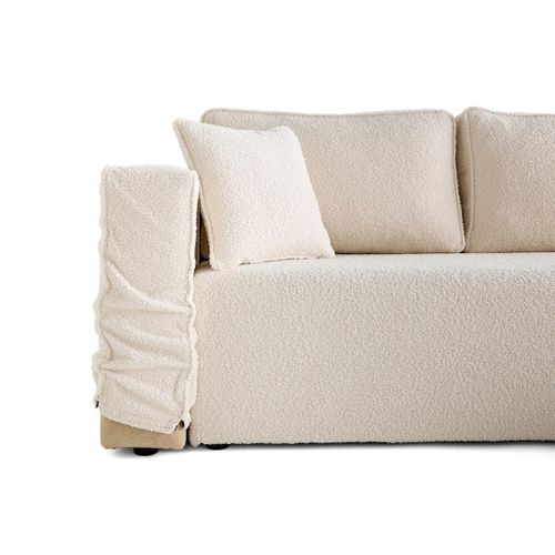 Housse En Tissu Bouclette Beige Pour Canapé Déhoussable Topaze