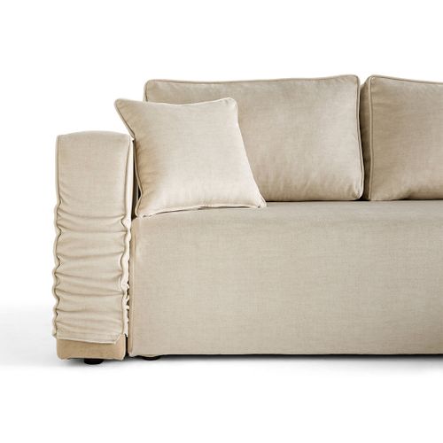 Housse En Velours Beige Pour Canapé Déhoussable Topaze