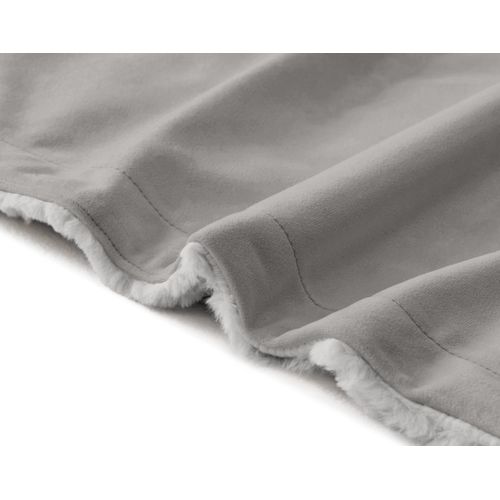 Arezzo - Plaid - 100x140 Cm - En Fausse Fourrure Côtelé Et Velours Gris Clair