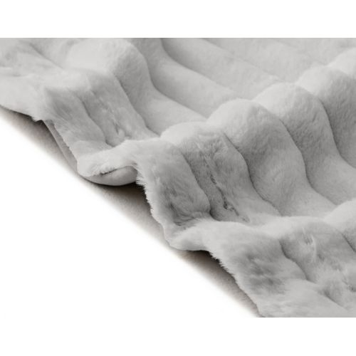 Arezzo - Plaid - 100x140 Cm - En Fausse Fourrure Côtelé Et Velours Gris Clair