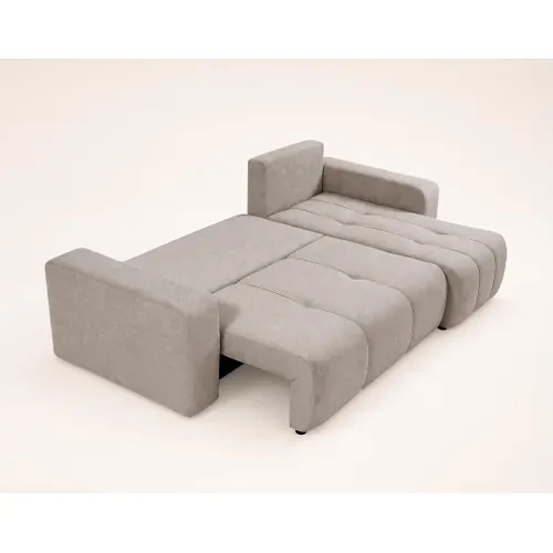 Nicole - Canapé D'angle  4 Places Convertible Avec Coffre En Tissu Taupe