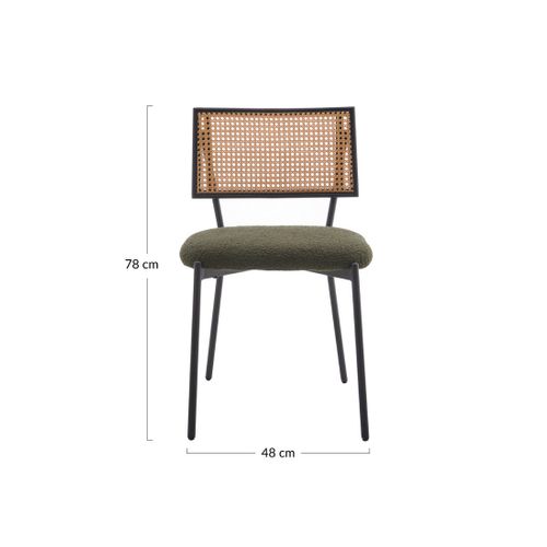 Luciano - Lot De 2 Chaises - En Tissu Bouclette Vert Kaki