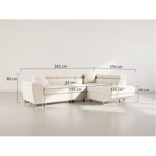 Canapé Angle Droit Convertible 5 Places Baoji En Velours Côtelé Marron