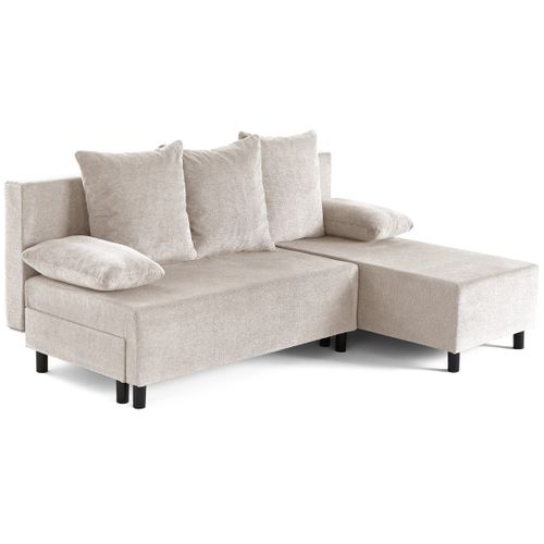 Gloria - Canapé D'angle Réversible 4 Places Convertible Avec Coffre En Tissu Texturé