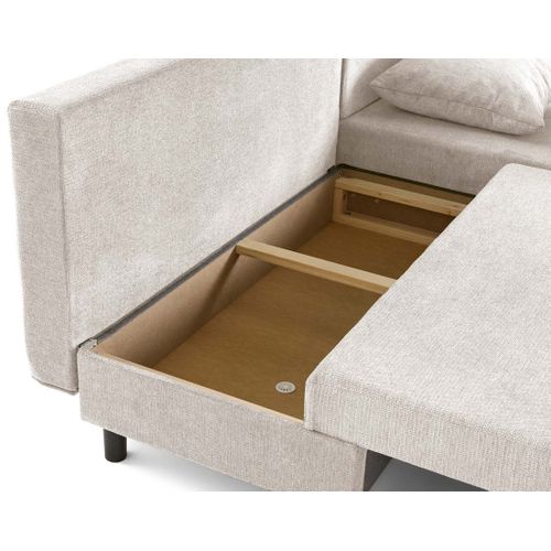 Gloria - Canapé D'angle Réversible 4 Places Convertible Avec Coffre En Tissu Texturé