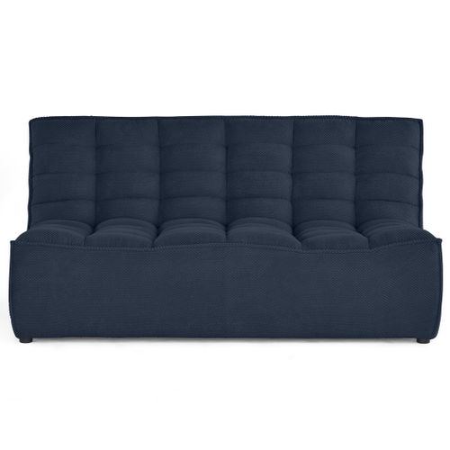 Ellie - Canapé 2 Places Sans Accoudoir En Velours Texturé Bleu Marine