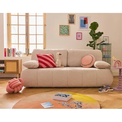 Canapé  Convertible 3 Places Harper En Tissu Texturé Beige