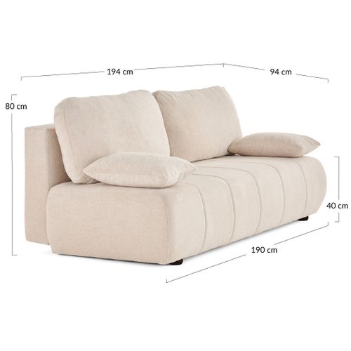 Canapé  Convertible 3 Places Harper En Tissu Texturé Beige