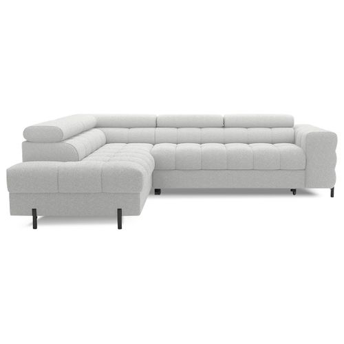 Canapé Angle Gauche Convertible 5 Places Elisa En Tissu Bouclette Gris Clair