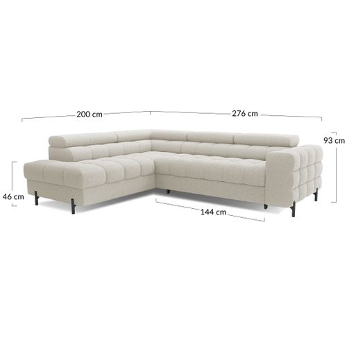 Canapé Angle Gauche Convertible 5 Places Elisa En Tissu Bouclette Gris Clair