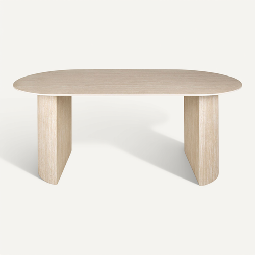Maeva - Table à Manger - Bois Effet Travertin - 6 Personnes