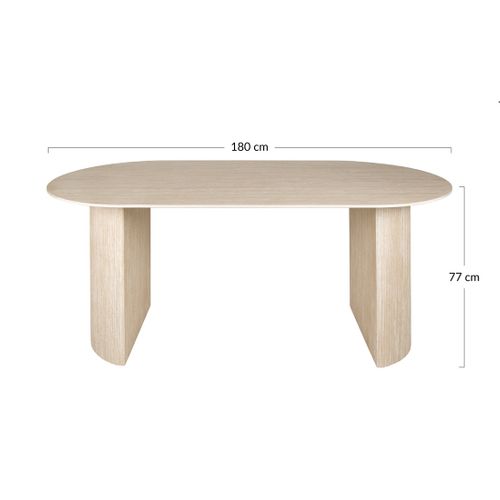 Maeva - Table à Manger - Bois Effet Travertin - 6 Personnes