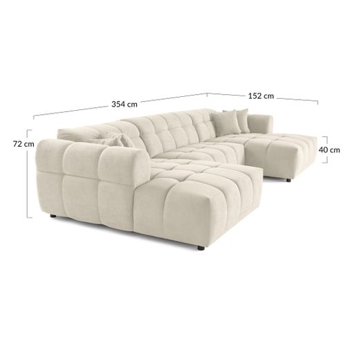 Canapé En U Convertible 7 Places Ray En Tissu Texturé Gris