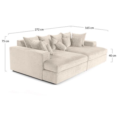 Canapé  Convertible 4 Places Collins En Velours Texturé Beige