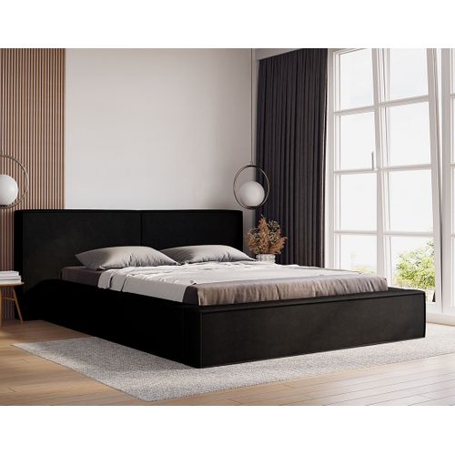 Eros - Lit Coffre - 160x200 Cm - Sommier Inclus - En Velours Noir