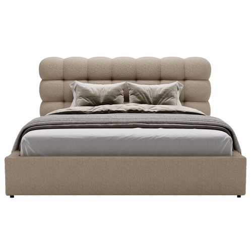 Lit Coffre En Tissu Bouclette 160x200 Cm Taupe