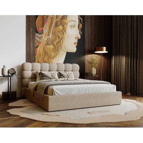 Lit Coffre En Tissu Bouclette 160x200 Cm Taupe