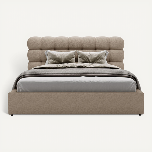 Lit Coffre En Tissu Bouclette 160x200 Cm Taupe