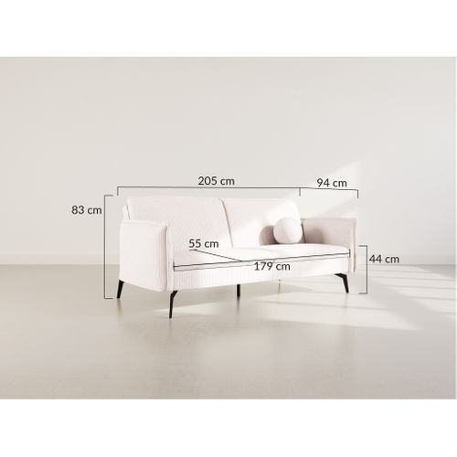 Canapé Droit Convertible 2 Places Lexie En Velours Côtelé Noir