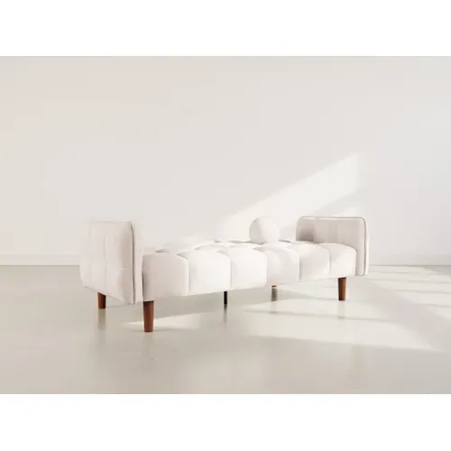 Canapé Droit Convertible 2 Places Adam En Tissu Texturé Beige