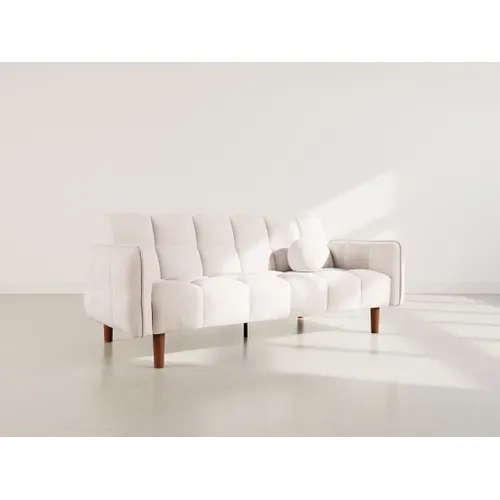 Canapé Droit Convertible 2 Places Adam En Tissu Texturé Beige