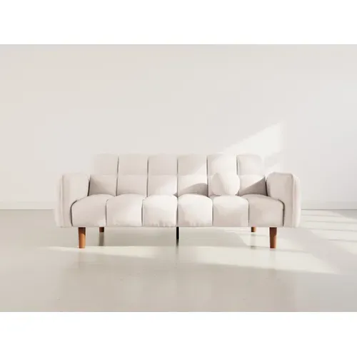 Canapé Droit Convertible 2 Places Adam En Tissu Texturé Beige
