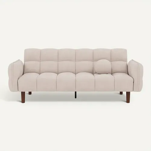 Canapé Droit Convertible 2 Places Adam En Tissu Texturé Beige