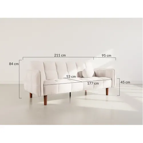 Canapé Droit Convertible 2 Places Adam En Tissu Texturé Beige