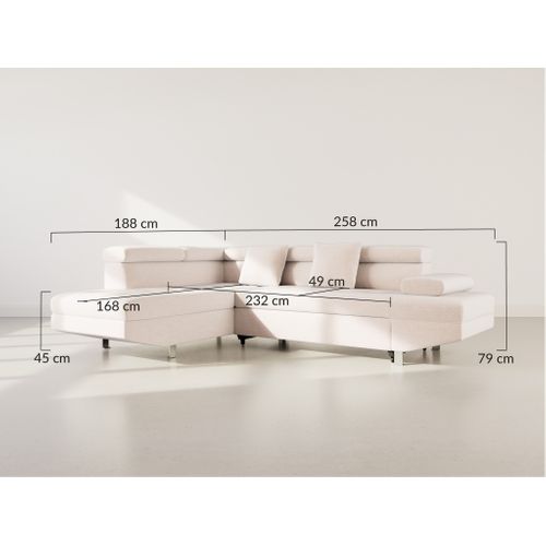 Canapé Angle Gauche Convertible 5 Places Margaux En Velours Texturé Noir