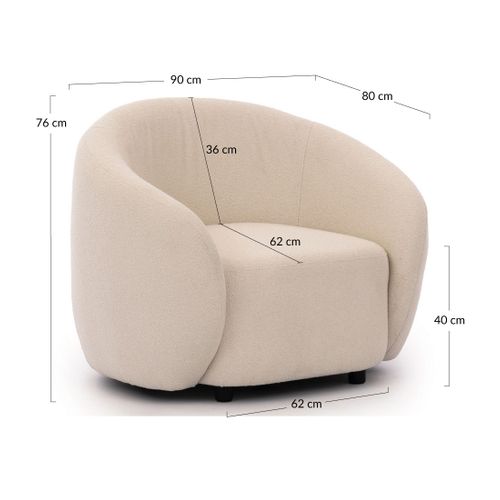 Flore - Fauteuil En Tissu Bouclette Beige