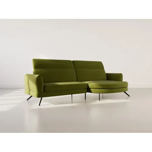 Terry - Canapé D'angle Droit 4 Places Avec Têtières Réglables En Tissu Texturé Vert Olive