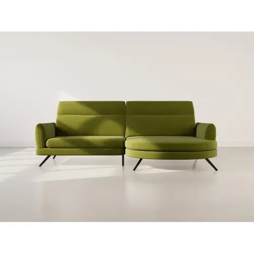 Terry - Canapé D'angle Droit 4 Places Avec Têtières Réglables En Tissu Texturé Vert Olive