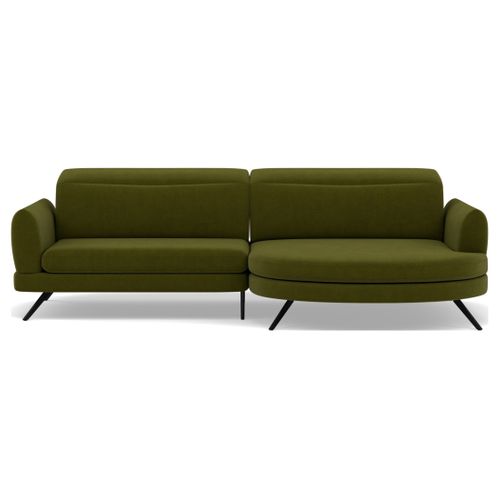 Terry - Canapé D'angle Droit 4 Places Avec Têtières Réglables En Tissu Texturé Vert Olive