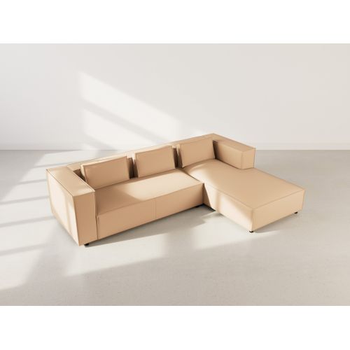 Stella - Canapé D'angle Droit 4 Places En Simili Taupe