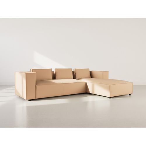 Stella - Canapé D'angle Droit 4 Places En Simili Taupe