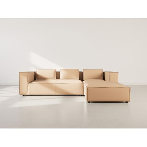 Stella - Canapé D'angle Droit 4 Places En Simili Taupe