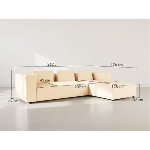 Stella - Canapé D'angle Droit 4 Places En Simili Taupe