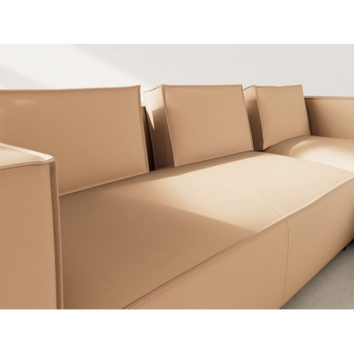 Stella - Canapé D'angle Droit 4 Places En Simili Taupe