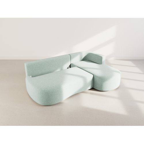 Canapé Angle Droit Convertible 4 Places Mahina En Tissu Texturé Bleu