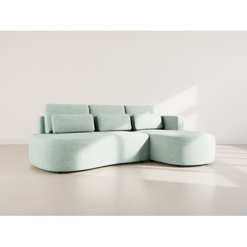 Canapé Angle Droit Convertible 4 Places Mahina En Tissu Texturé Bleu