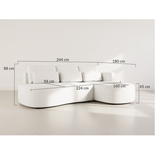 Canapé Angle Droit Convertible 4 Places Mahina En Tissu Texturé Bleu